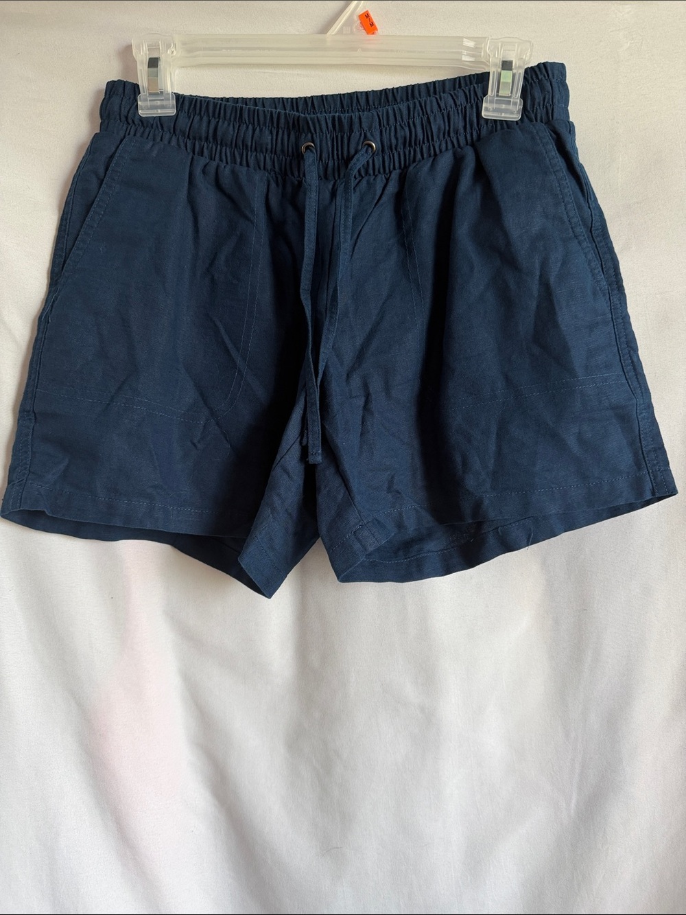 Amazon Essentials Navy Linen Blend Athletic Drawstring Shorts